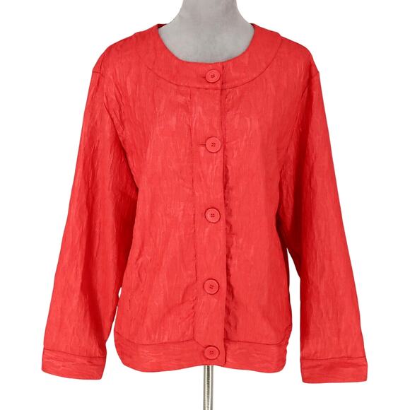 Chico's Jackets & Blazers - Chicos Jacket 3 Womens XL 16 Orange Brocade Lined Blazer Whimsy Career Office